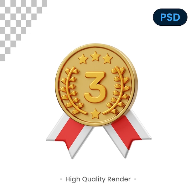 Medalla 3D Render Ilustración Premium Psd