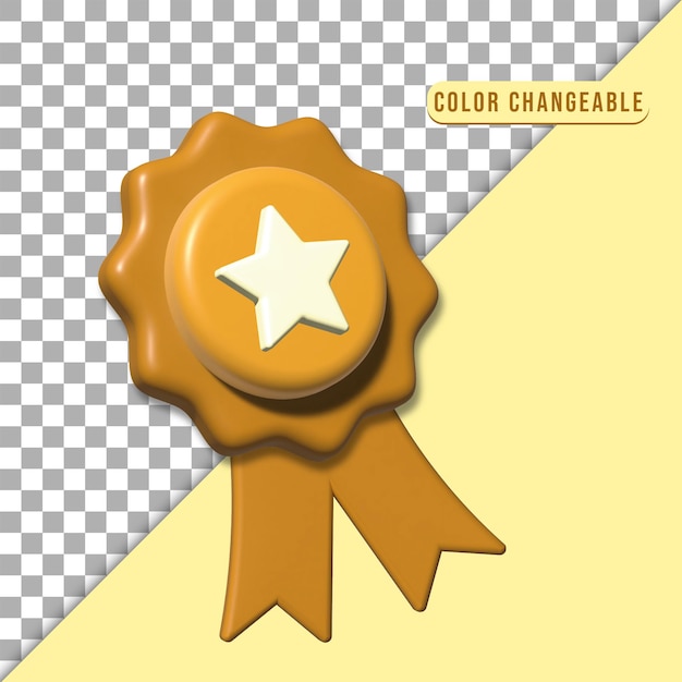 Medalla de ganador 3d con estrella y cinta.