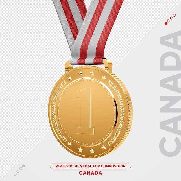 Medalla de oro 3d aislada de canadá por composición