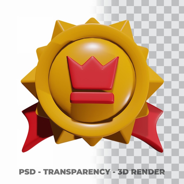 PSD medalla de oro 3d y cinta con fondo de transparencia