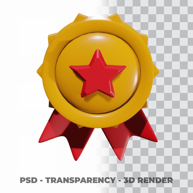 PSD medalla de oro 3d y cinta con fondo de transparencia