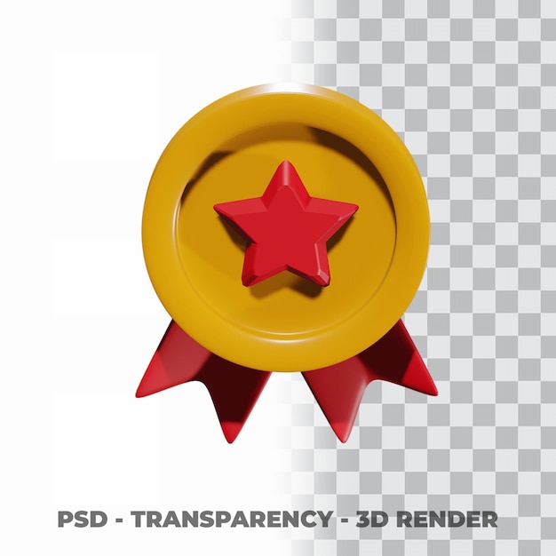 PSD medalla de oro 3d y cinta con fondo de transparencia