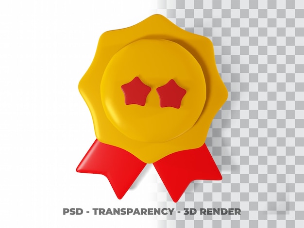 Medalla de oro 3D y cinta con fondo de transparencia