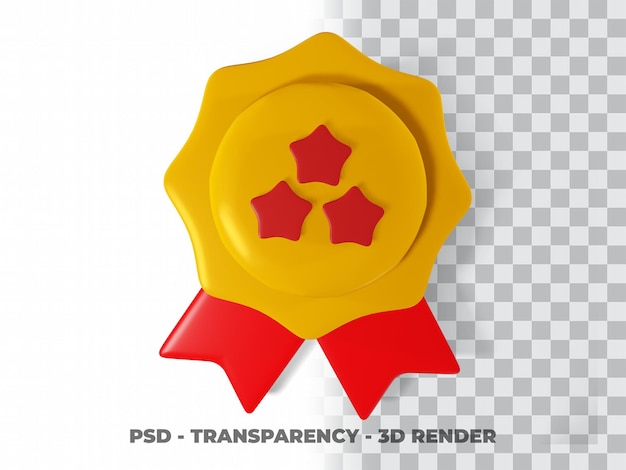 PSD medalla de oro 3d y cinta con fondo de transparencia