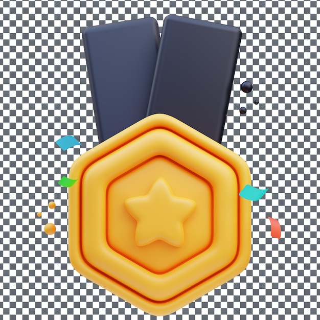 Medalla de oro campeonato copa 3d ilustración 3d renderizado