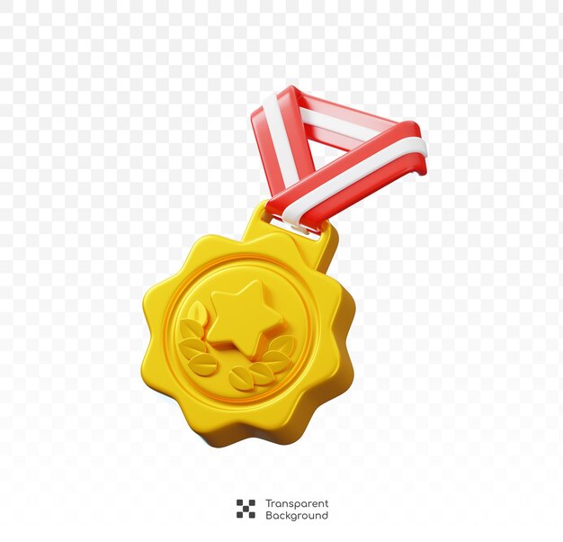 Medalla de oro de estrella aislada campeón y ganador premios icono concepto recompensa y insignias render 3d