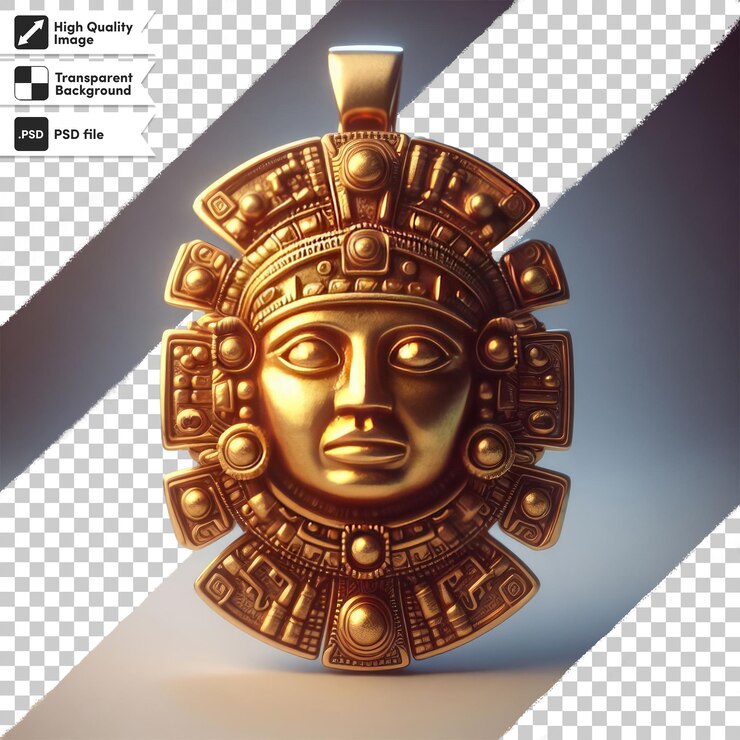 PSD medalla de oro psd con amuleto dorado de cinta en fondo transparente con capa de máscara editable