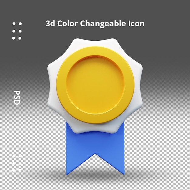 Medalla de oro realista con premio de medalla de campeón de cinta con icono de interfaz de usuario de cinta 3d
