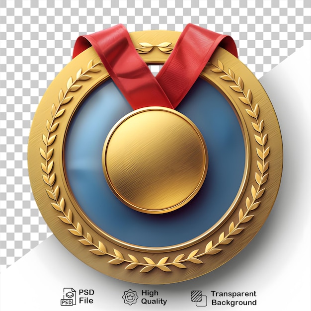 Una medalla con un oro sobre un fondo transparente