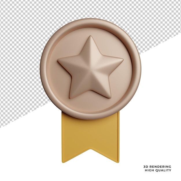 medalla de premio icono de vista frontal de bronce ilustración de representación 3d sobre fondo transparente