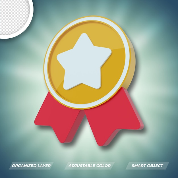 Medallas de oro con lazo rojo premium PSD