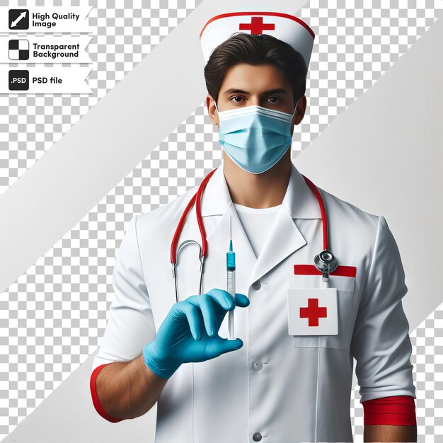 Un Médecin Portant Un Uniforme Blanc Avec Une Croix Rouge Dessus