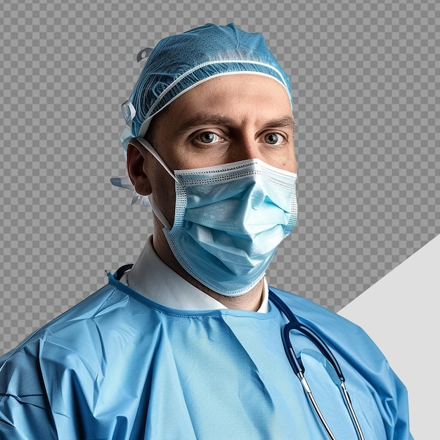 PSD le médecin porte un masque facial png isolé sur un fond transparent