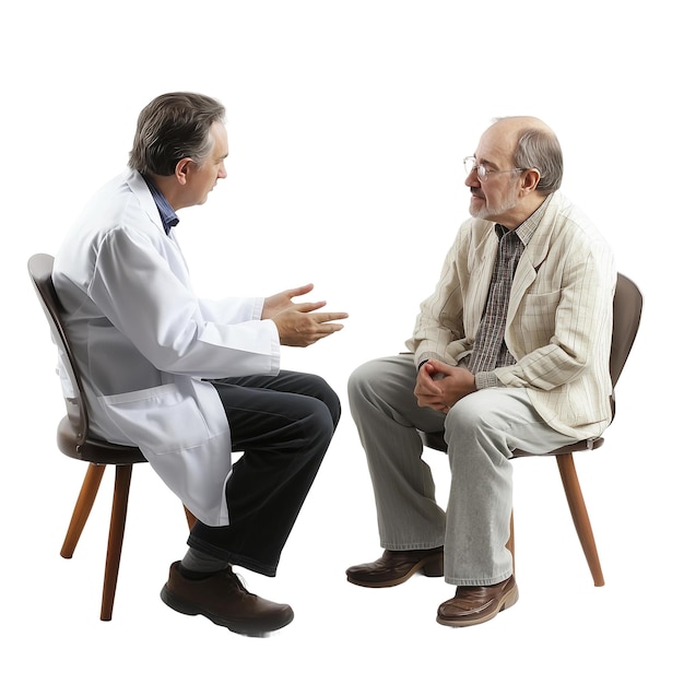 Le médecin s'assoit et parle au patient dans une salle de clinique clipartPNG arrière-plan transparent