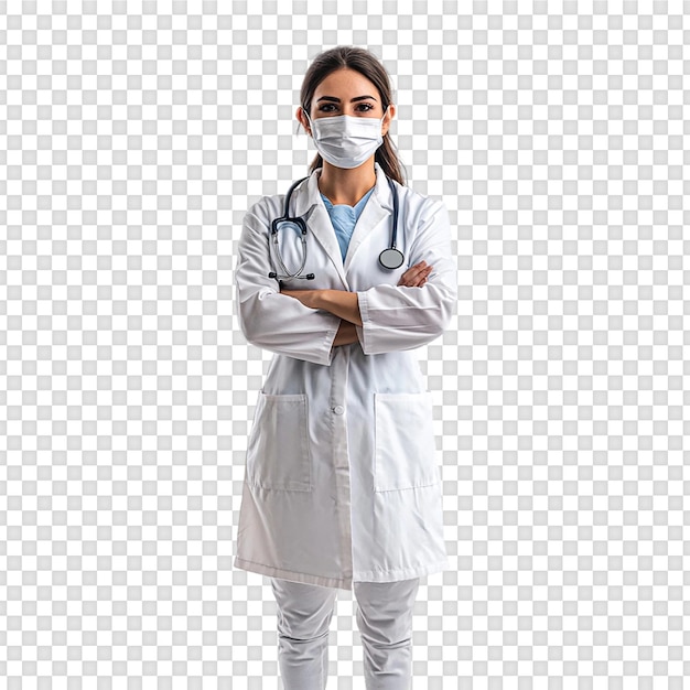 une médecin en uniforme médical isolée sur un fond transparent