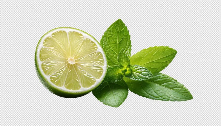 PSD media lima y hojas de menta