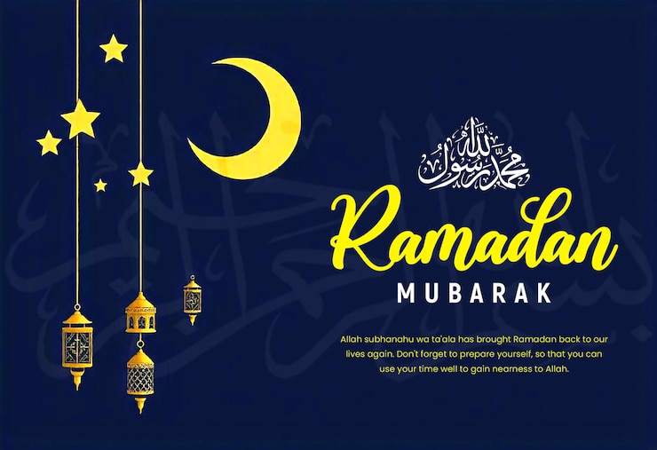 PSD una media luna y estrellas doradas en contra con la media luna islámica y las linternas colgantes ramadan kar