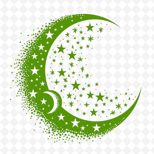 PSD una media luna verde con estrellas en un fondo blanco ilustración de arte vectorial