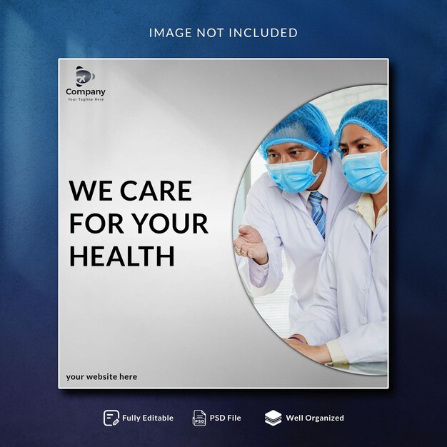 Mediacal service helth care square mídia social banner de admissão pós-escolar Template Design