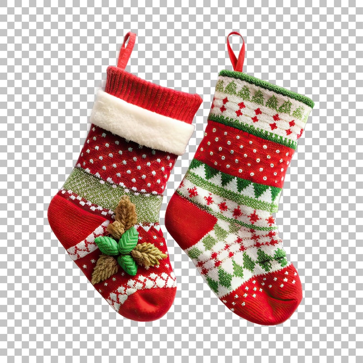 PSD medias de época adornos de navidad colgando fondo aislado