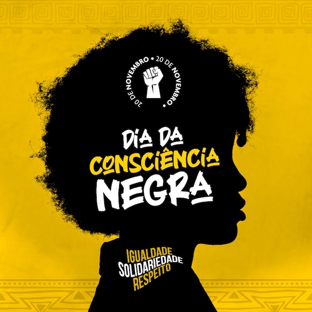 PSD médias sociaux design plat jour de la conscience noire brésil