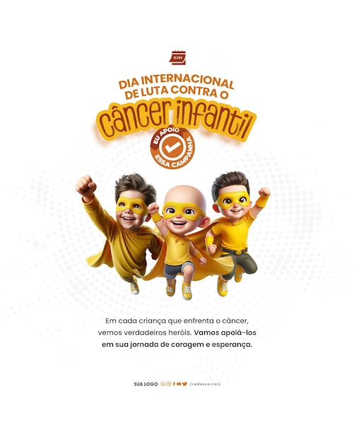 PSD les médias sociaux dia da luta contra o cancer infantil