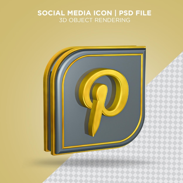 PSD médias sociaux fichier psd de rendu 3d pinterest gold et silver