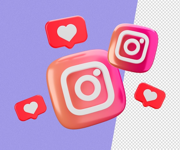 PSD les médias sociaux instagram l'élément d'icône 3d rendu