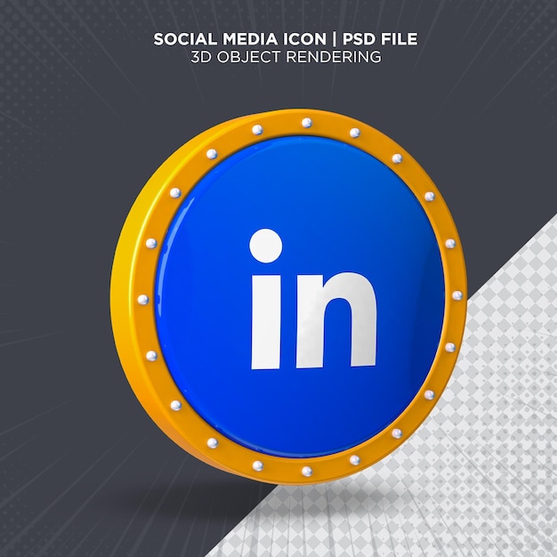 Médias Sociaux Linkedin Icône Cercle Lumière Logo Rendu 3d