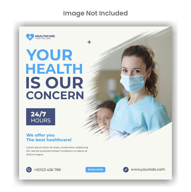Médias sociaux médicaux et de santé ou conception de modèle de publication instagram