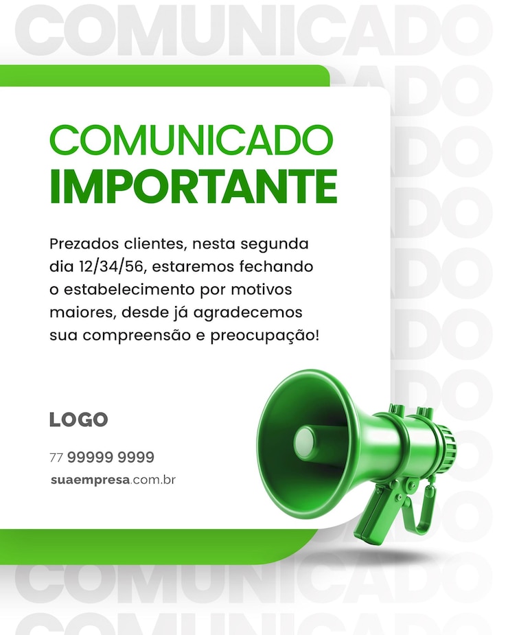 PSD médias sociaux para avisos e comunicados verde médias sociaux pour les avis et communiqués vert