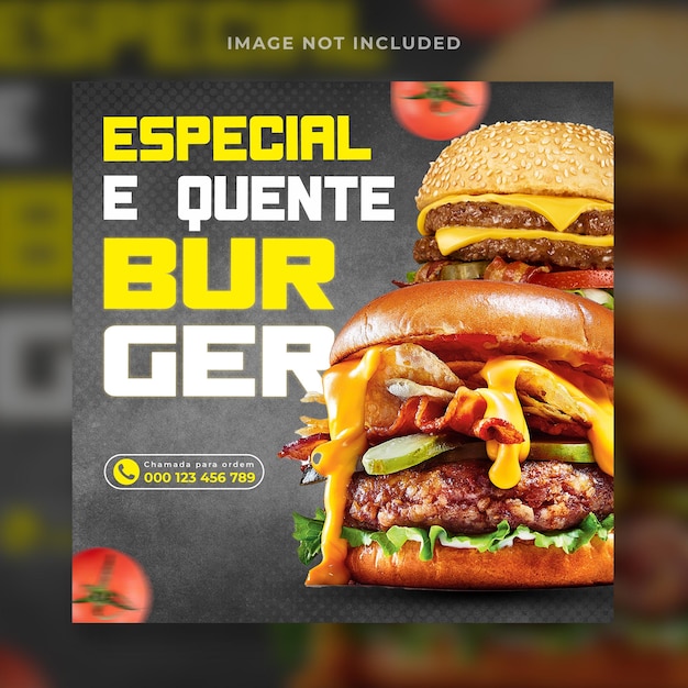 Les médias sociaux publient des aliments burger de saint jhon en portugais pour une campagne de marketing au brésil