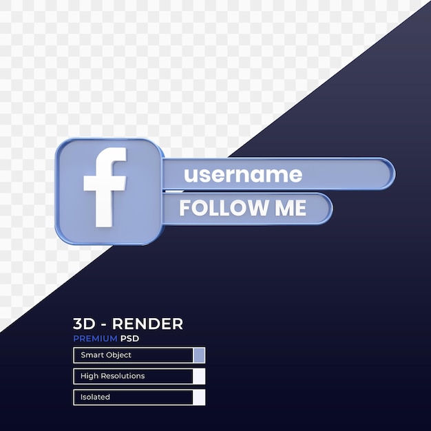 PSD médias sociaux suivez-nous badge 3d render