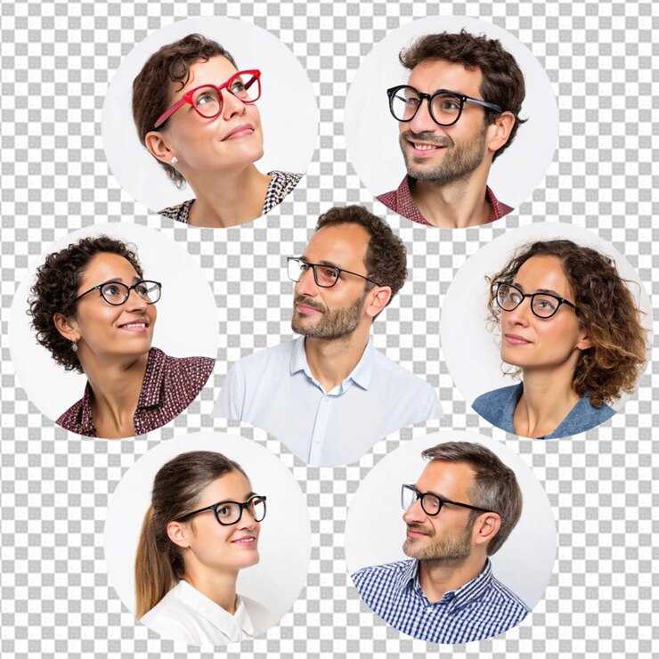 PSD medias tomas de personas con gafas posando en el estudio