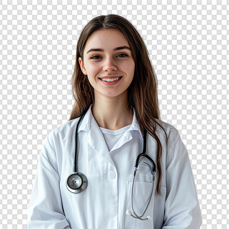 PSD médica em uniforme médico isolada em fundo transparente