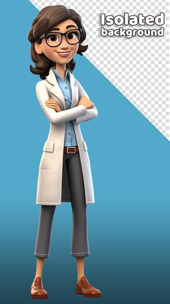 PSD médica ou enfermeira personagem 3d fundo isolado