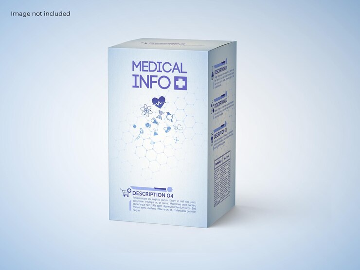 Medical cardboard box mockup for pharmaceutical medicine packaging box mockup