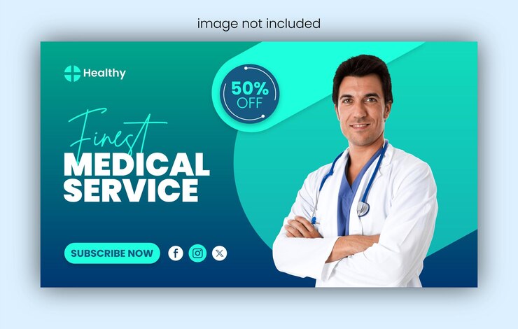 Medical health care youtube thumbnail design or web banner design