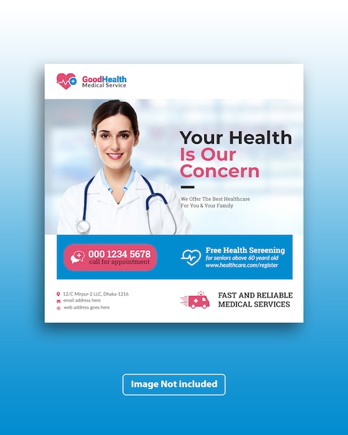 Medical Healthcare Social Media flyer Plantilla de diseño de publicaciones
