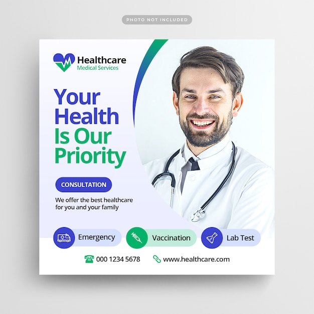 Medical healthcare social media post & web banner