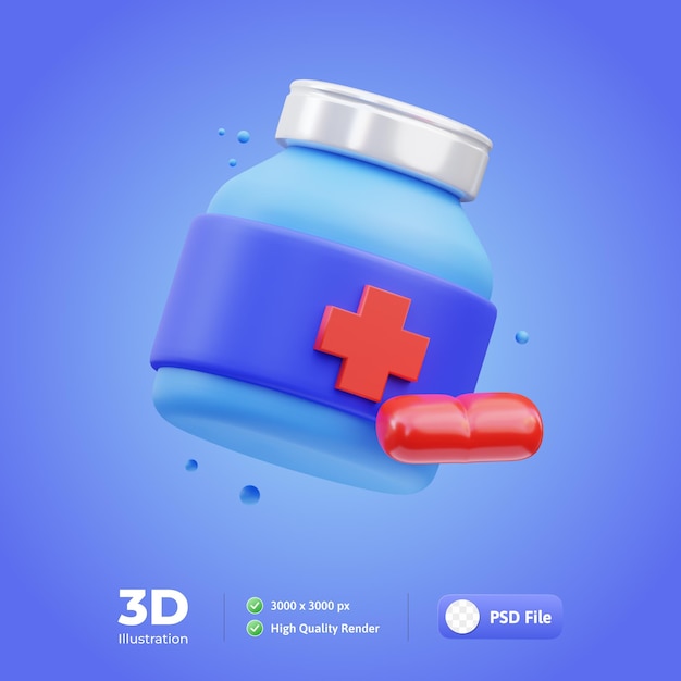 Medical icon medikament und kapsel 3d-darstellung