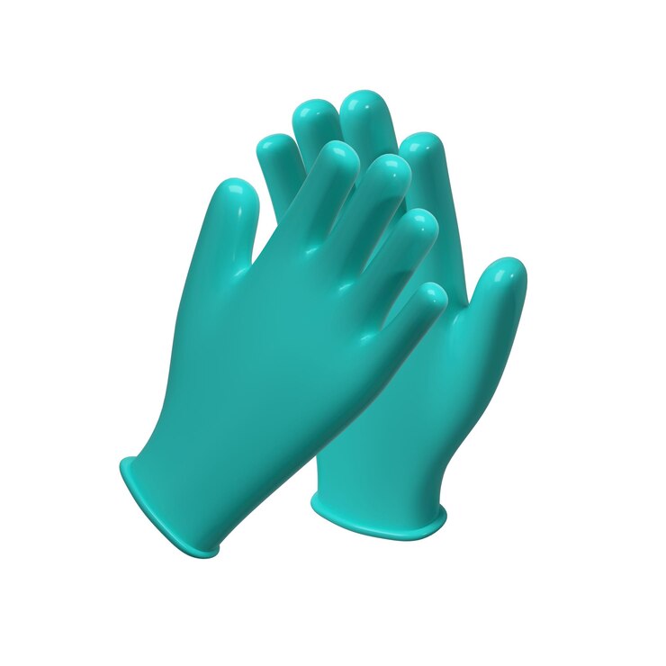 PSD medical latex gloves medical icon details turquoise 3d rendering illustration