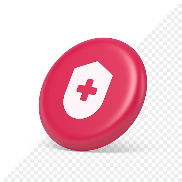 Medical secure shield check plus schaltfläche genehmigung vertraulicher medizin schutz 3d-seitenansicht-symbol