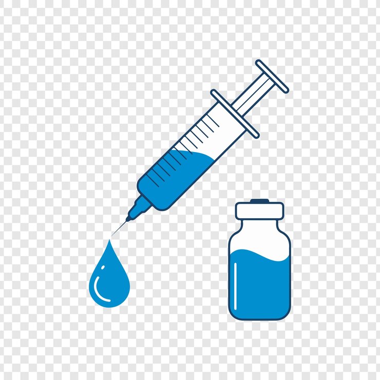 PSD medical syringe and vial illustration
