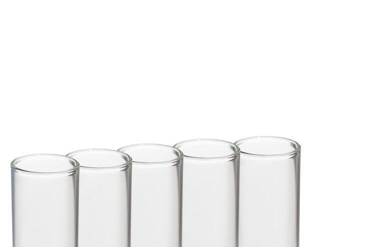 PSD medical test tubes closeup on isolated transparent background