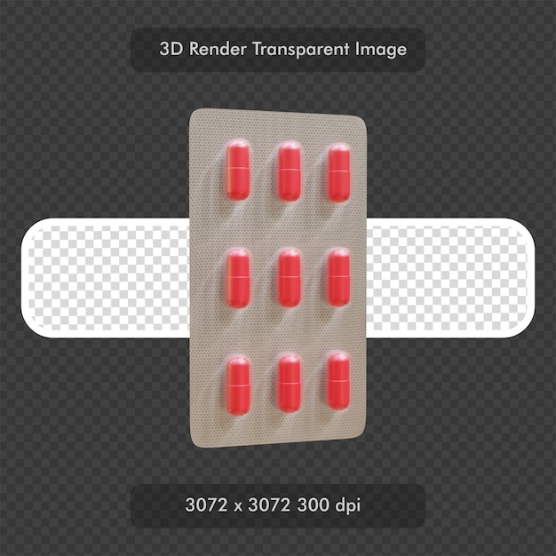 Medicina Capsule Blister Strip 3D Render