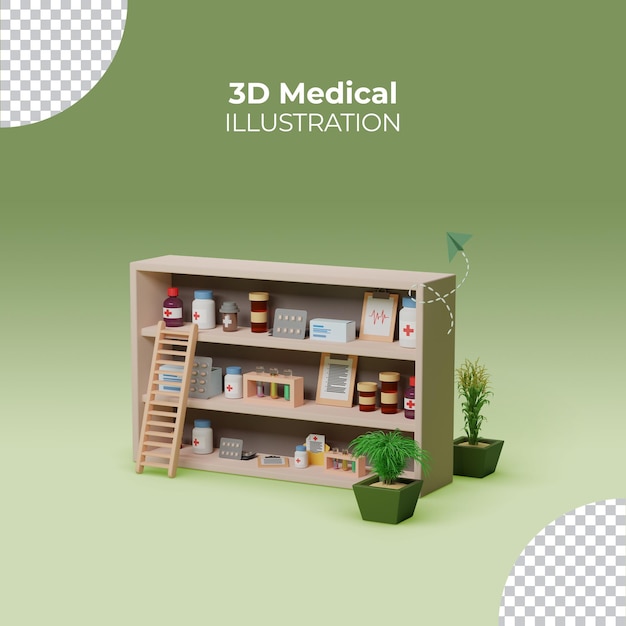 Medicina dello shopping online con il concetto 3d dello smartphone