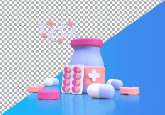 Medicina e droga para ilustração de conceito de categoria de farmácia Modelo de página de destino para plano de fundo
