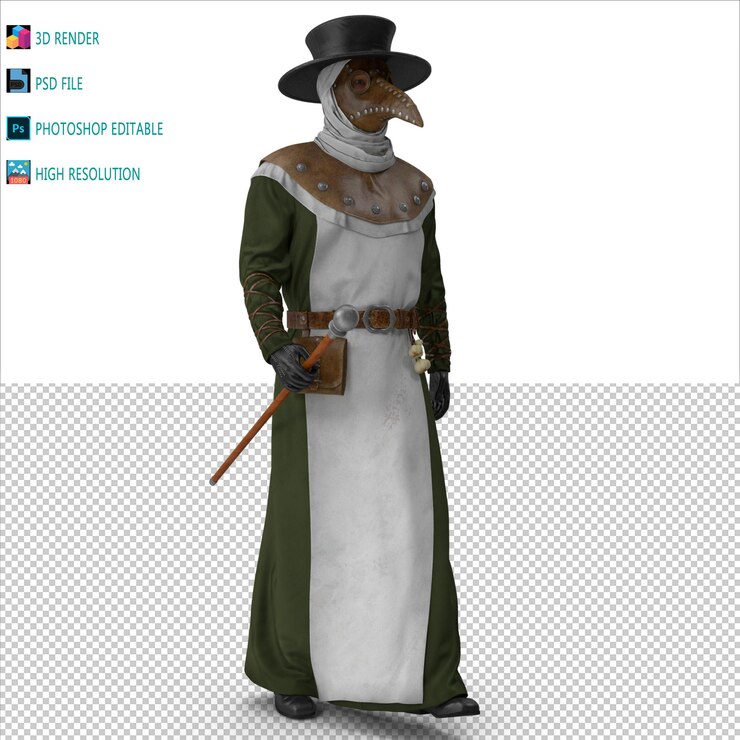 PSD el médico caminante de la peste es un archivo psd de modelado 3d.