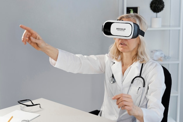 Medico che indossa occhiali vr mockup